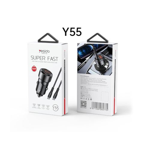 Автомобильное зарядное устройство 60 Вт Yesido Y55