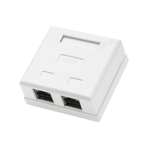 Накладная Двухпортовая Розетка RJ45 Cat 6