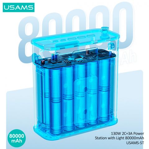 Комплект для быстрой зарядки — серия ST (US-CD196 Блок питания 130 Вт 2C+3A 80000 мАч+США -SJ525 U71 Type-C — Type-C 100 Вт PD Быстрая зарядка Кабель) ЧЕРНЫЙ USAMS-ST