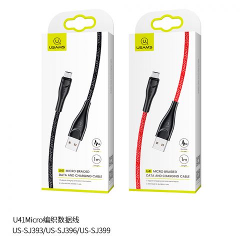 Кабель для зарядки U41 Кабель для передачи данных и зарядки с микроплетением, 2 м, US-SJ396 КРАСНЫЙ