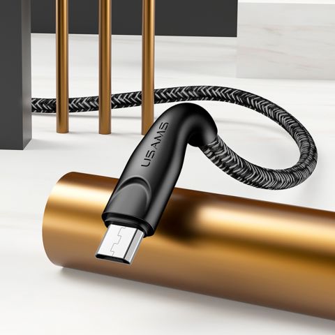 Кабель для зарядки U41 Кабель для передачи данных и зарядки с микроплетением, 2 м, US-SJ396 ЧЕРНЫЙ