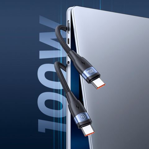 Кабель для зарядки U85 Type-C — Type-C PD100W Кабель для быстрой зарядки и передачи данных из алюминиевого сплава,US-SJ632 ЧЕРНЫЙ