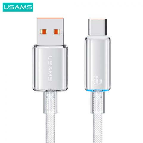 Кабель для зарядки Type-C 6A Быстрая зарядка Прозрачный Кабель для передачи данных с подсветкой и облаком, серия 1,2 м, US-SJ658  БЕЛЫЙ