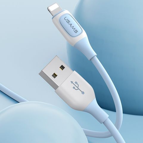 Кабель для зарядки Lightning 2.4A двухцветный Зарядка и передача данных Кабель Jelly Series 1м US-SJ595 БЕЛЫЙ