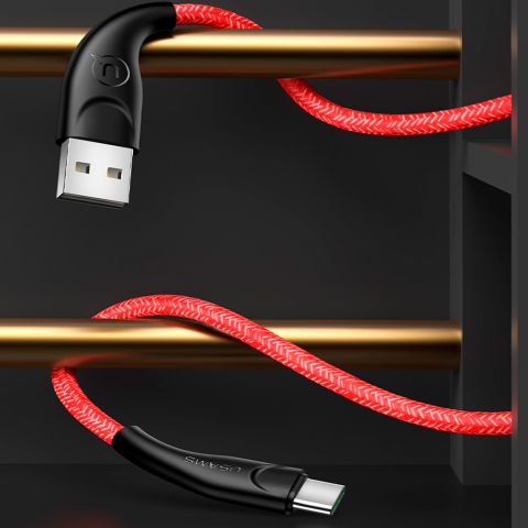 Кабель для зарядки U41 Плетеный кабель для передачи данных и зарядки типа C, 2 м, US-SJ395 КРАСНЫЙ