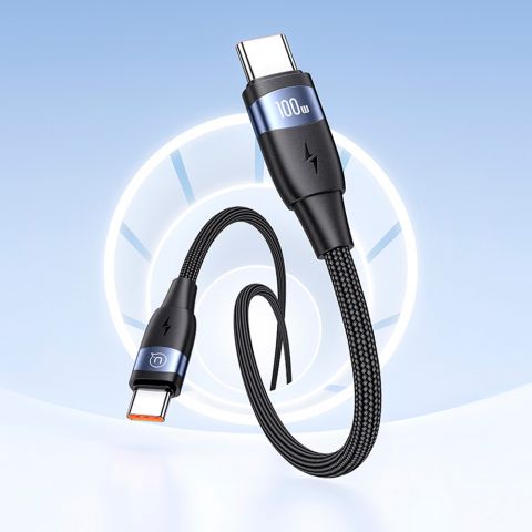 Кабель для зарядки U85 Type-C — Type-C PD100W Кабель для быстрой зарядки и передачи данных из алюминиевого сплава,US-SJ632 ЧЕРНЫЙ