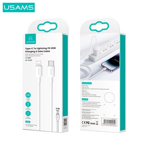 Кабель для зарядки U84 Type-C — Lightning PD, 20 Вт, кабель для зарядки и передачи данных, 1 м, US-SJ610 БЕЛЫЙ