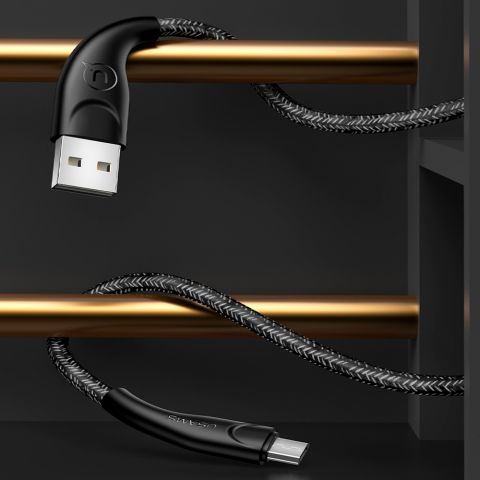 Кабель для зарядки U41 Кабель для передачи данных и зарядки с микроплетением, 2 м, US-SJ396 ЧЕРНЫЙ