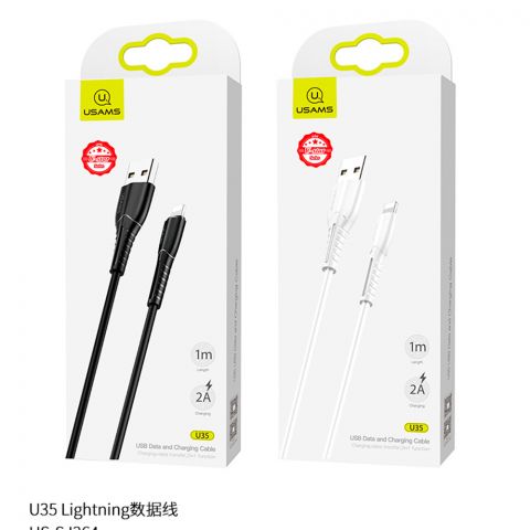 Кабель для зарядки U35 Зарядный кабель Lightning, 1 м, US-SJ364 ЧЕРНЫЙ