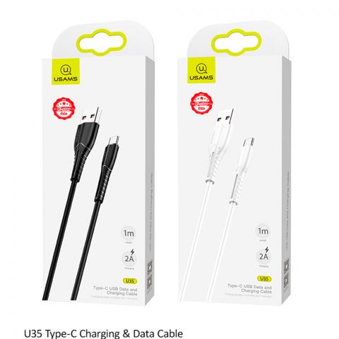Кабель для зарядки U35 Зарядный кабель Type-C, 1 м, US-SJ366 ЧЕРНЫЙ