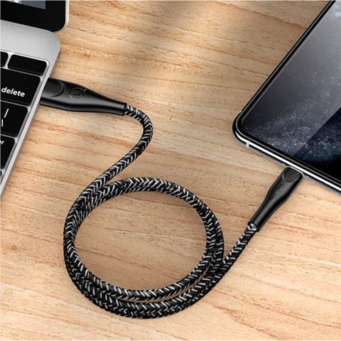 Кабель для зарядки U41 Кабель для передачи данных и зарядки в оплетке Lightning, 3 м, US-SJ397 ЧЁРНЫЙ