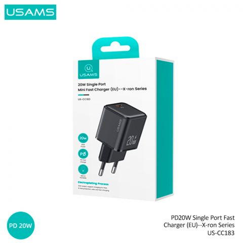 Зарядное устройство PD20W Однопортовое быстрое зарядное устройство (ЕU) — серия X-ron, БЕЛЫЙ US-CC183
