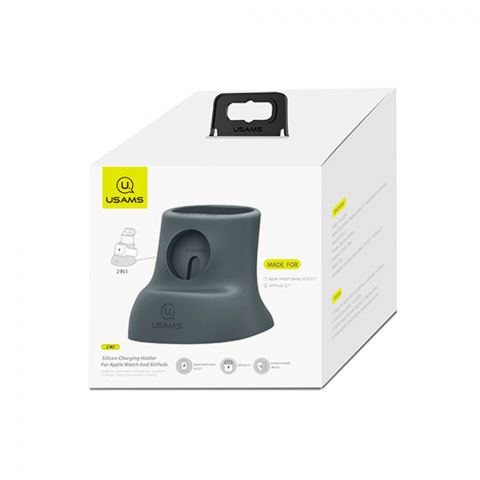 Держатель для зарядки 2IN1 для Apple Часы и AirPods Silicon US-ZJ051 СЕРЫЙ