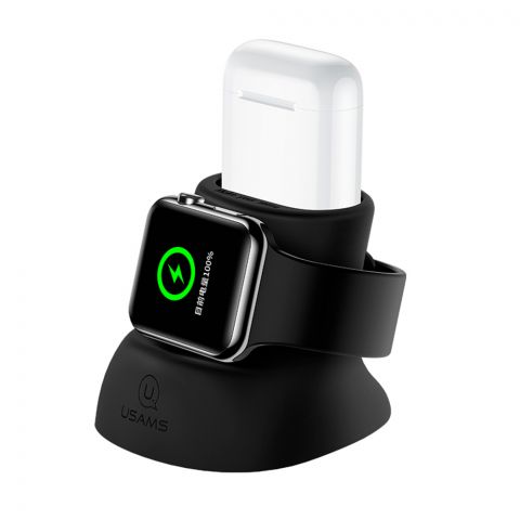 Держатель для зарядки 2IN1 для Apple Часы и AirPods Silicon US-ZJ051 ЧЕРНЫЕ