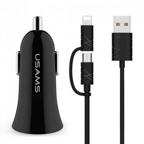 Зарядное устройство для авто Small Trumpet Charger+2  in 1 U-Gee Cable)--A-TU Series BLACK