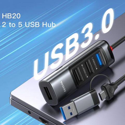ХАБ для компьютера USB/Type-C Yesido HB20