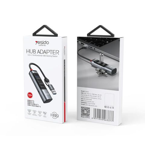 ХАБ USB 4 в 2 Yesido HB19