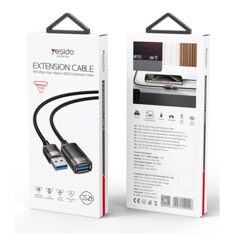 Адаптер USB 2.0 удлинитель Yesido GS26