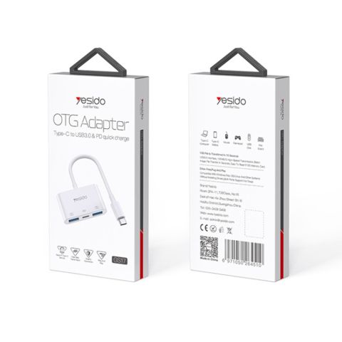 Адаптер OTG 3 в 1 Тип C Yesido GS17