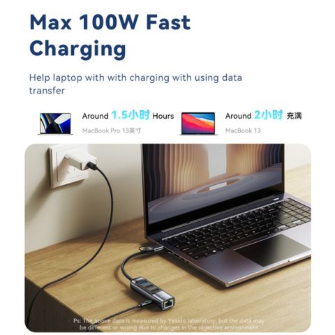 ХАБ USB 4 в 2 Yesido HB21