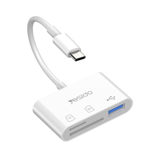 Адаптер OTG Type-C на USB 3.0 TF SD слот для карт и PD адаптер быстрой зарядки Yesido GS15