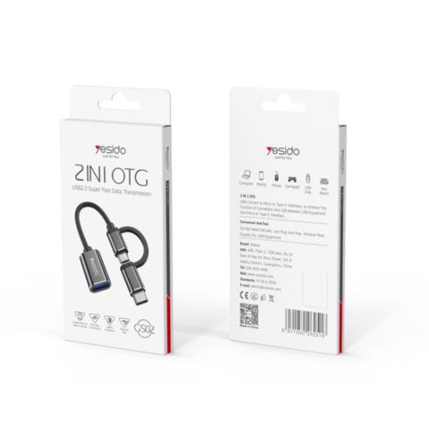Адаптер OTG Type-C/Micro TO USB Yesido GS02