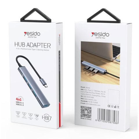 ХАБ 4 в 1 Type-C на USB Yesido HB17