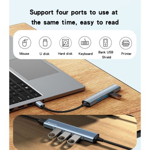 ХАБ 4 в 1 Type-C на USB Yesido HB17